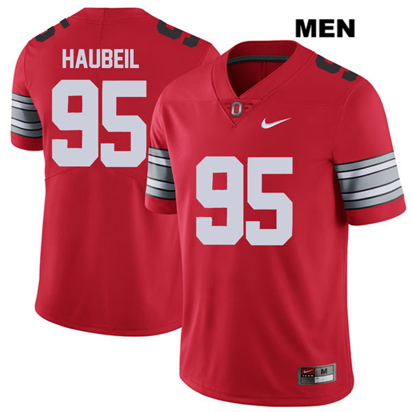 Ohio State Buckeyes Men's Blake Haubeil #95 Red Authentic Nike 2018 Spring Game College NCAA Stitched Football Jersey NN19S83XE